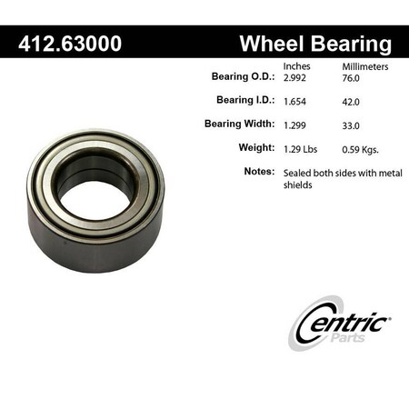 Centric Parts STANDARD DOUBLE ROW WHEEL BEARING 412.63000E